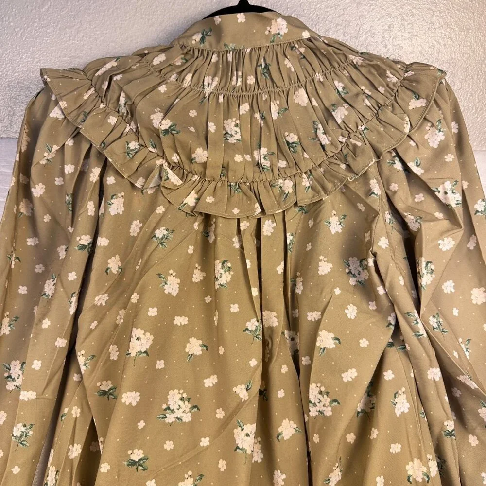 WeWoreWhat Green Floral High-Low Ruffle Maxi Dress Size S Feminine Cottagecore - Picture 11 of 13